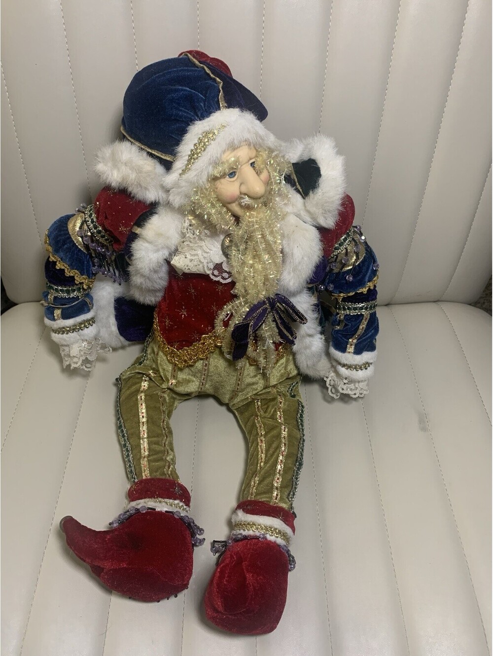 Vintage Style Velvet and Fur Clothed Santa Claus Doll